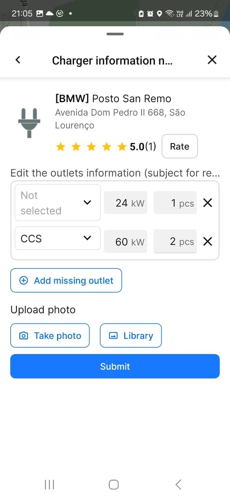 r/abetterrouteplanner - Adicionar / Editar Ponto de Carregamento CCS2